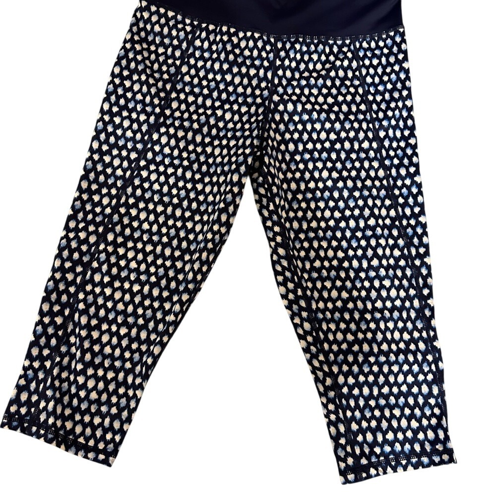 Active Capri Leggings‎ Blue White Print Athletic Yoga Pants